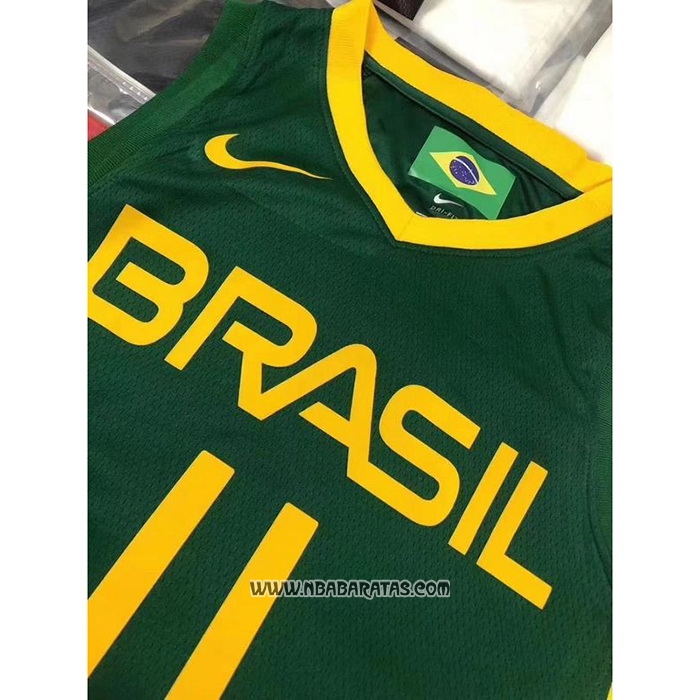 Camiseta Brasil Anderson Varejao #11 2019 FIBA Baketball World Cup Verde